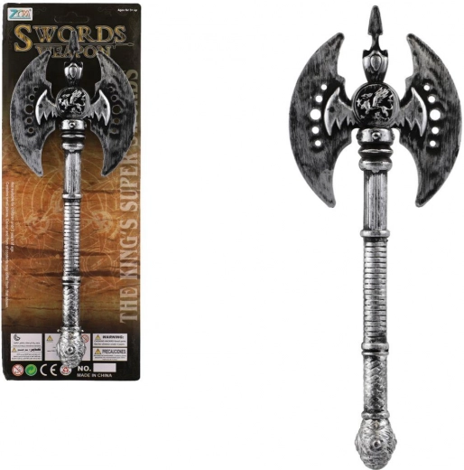 Oudheidkundige plastic bijl 30 cm – zilver