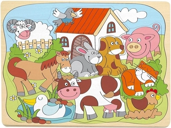 Woodyland houten insteekpuzzel vrolijke huisdieren