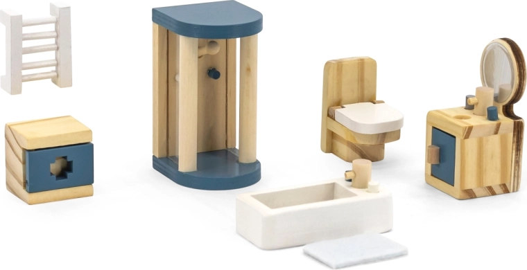 Houten poppenhuismeubels PolarB – badkamer