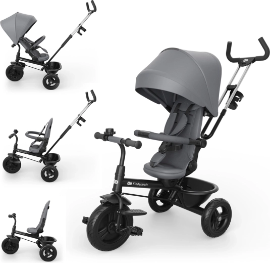 Kinderkraft Aston 2 Plus driewieler 6-in-1 grijs