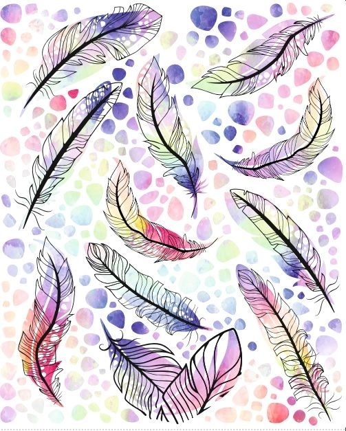 opstrijkbare veren patches – groot vel 20 × 30 cm