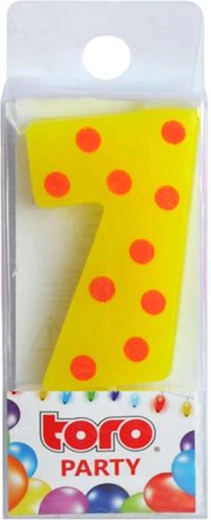 Taartkaars cijfer 7 TORO prikbaar 4,5 cm