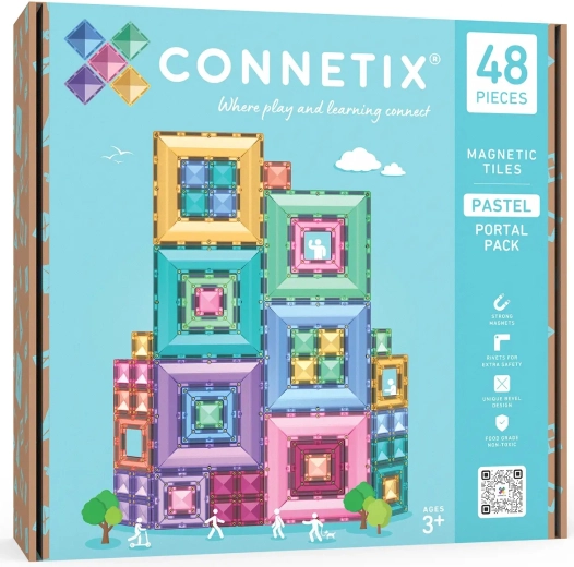 Connetix Pastel Portal Pack – creatieve magnetische bouwset, 48 stuks
