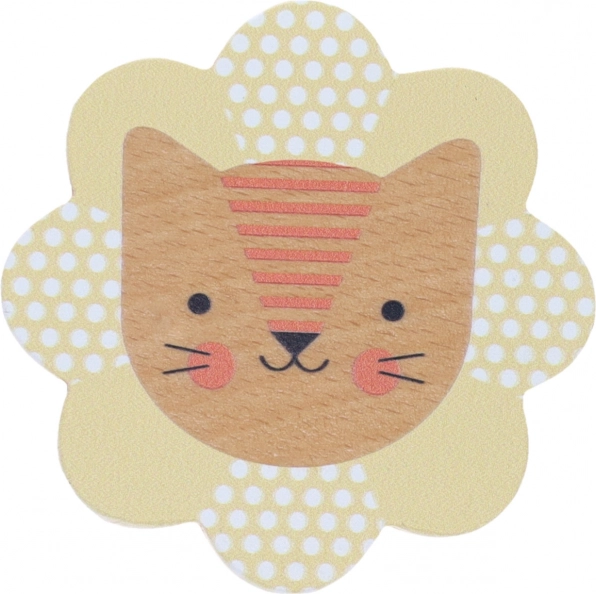 Petit Collage houten rammelaar leeuwtje