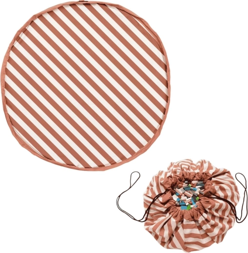 Play&Go Noomad original speelkleed en opbergzak voor speelgoed Stripes brown