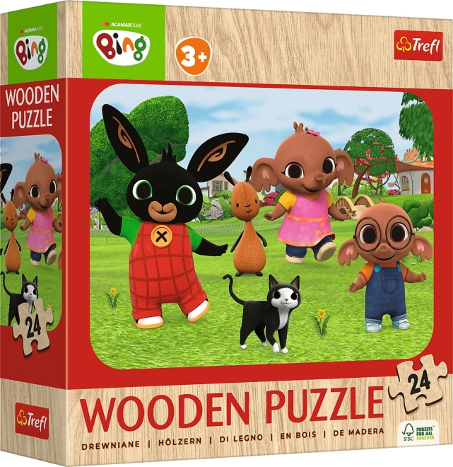 Houten puzzel BING – Maak kennis met Bing, 24 stukjes