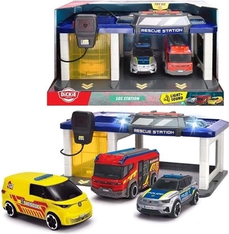 Dickie Toys reddingsstation met 3 voertuigen