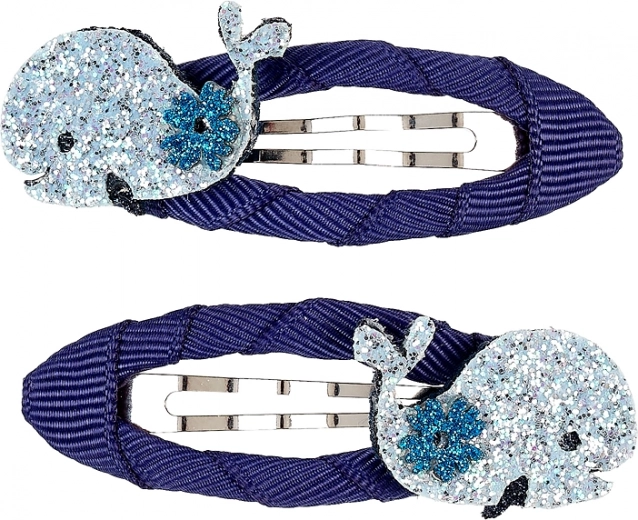 Haarspeldjes met glinsterende walvis - 2 stuks