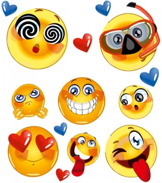 Opstrijkbare stickers Emoji – klein vel 15 × 21 cm