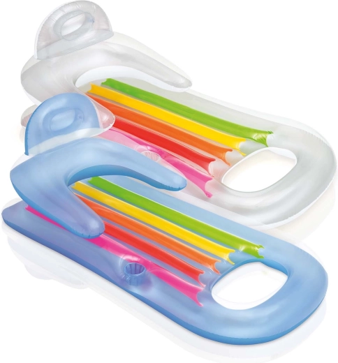 Opblaasbaar ligbed en stoel voor in het water 2-in-1 160 × 85 cm Intex King Cool, zilverkleurig