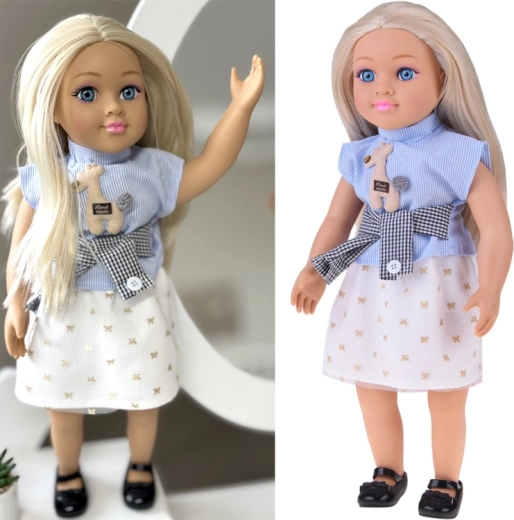 Grote modepop May May van 48 cm met melodie en zacht lichaam