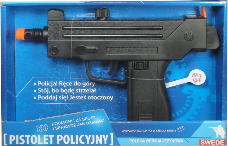 Speelgoed politie-pistool met geluid en Poolse spraakmodule
