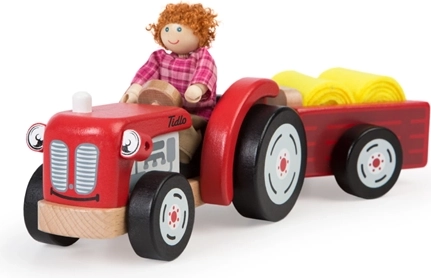 Tidlo houten tractor met aanhanger