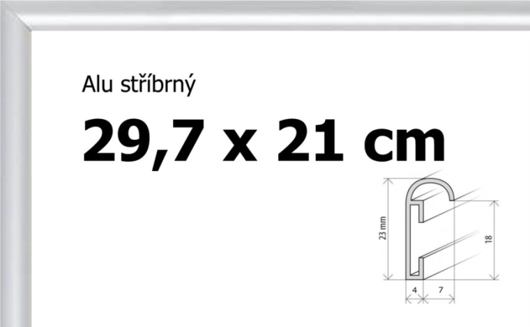 Aluminium lijst zilver A4 29,7x21 cm