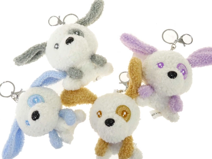 Pluchen sleutelhanger hondje 12 cm - 1 stuk