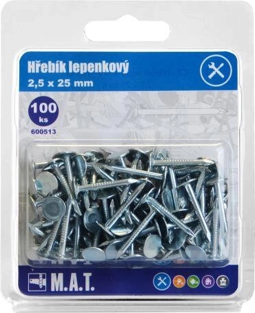 Gegalvaniseerde kartonnen spijkers 25 × 2,5 mm (100 stuks)
