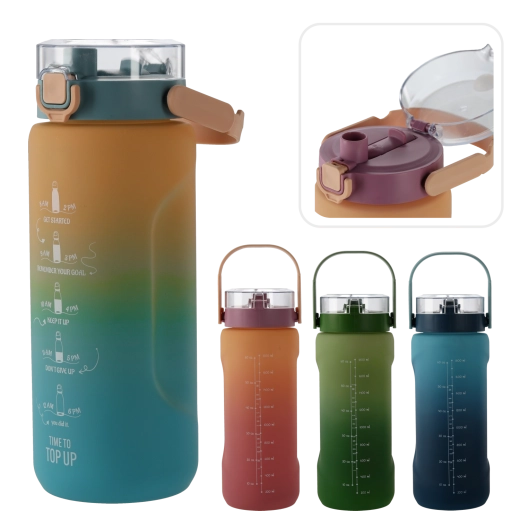 Waterfles 2 l met ombré-effect, donkerblauw–lichtblauw