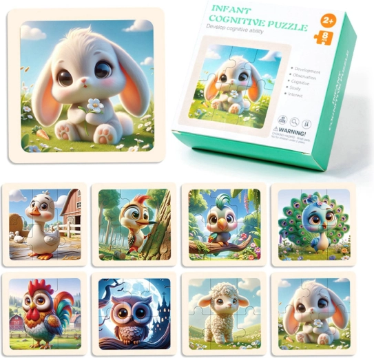 Houten puzzel boerderij 8 stukjes