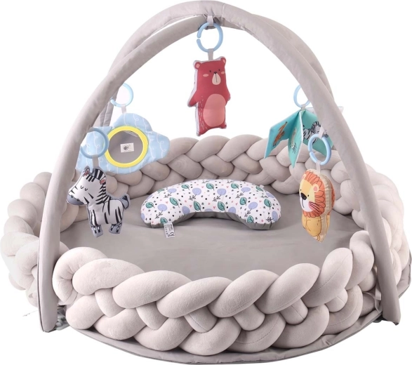 Sensorische baby-speelmat met gebreide stootrand en speelbogen TinyMini