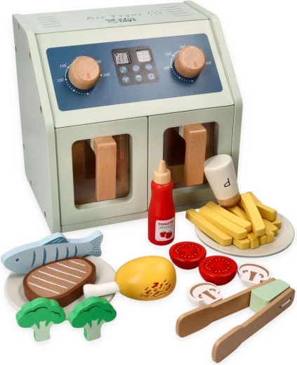 Adam Toys houten heteluchtfriteuse met accessoires op batterijen