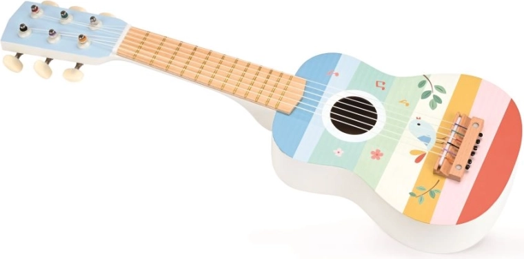 Houten gitaar met vogeltje van Lelin