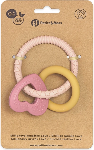 Siliconen bijtspeeltje Love Cute Pink PETITE&MARS