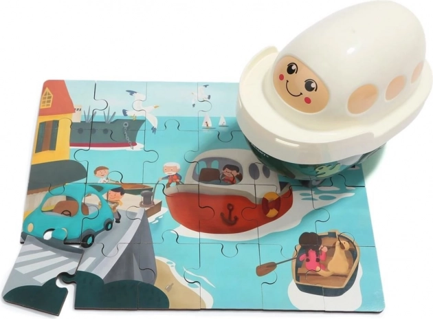Top Bright houten puzzel met speelgoedboot, 24 stukjes