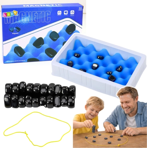 Magnetisch behendigheidsspel met stenen, 40 delen met speelondergrond