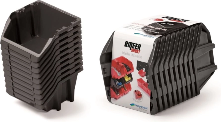 Set Bineer Short opbergboxen, 10 stuks, 288 × 158 × 187 mm, zwart
