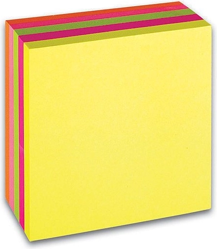 Zelfklevend memoblok CONCORDE 76 × 76 mm, neon, kubus 5 kleuren (5 × 80 vel)
