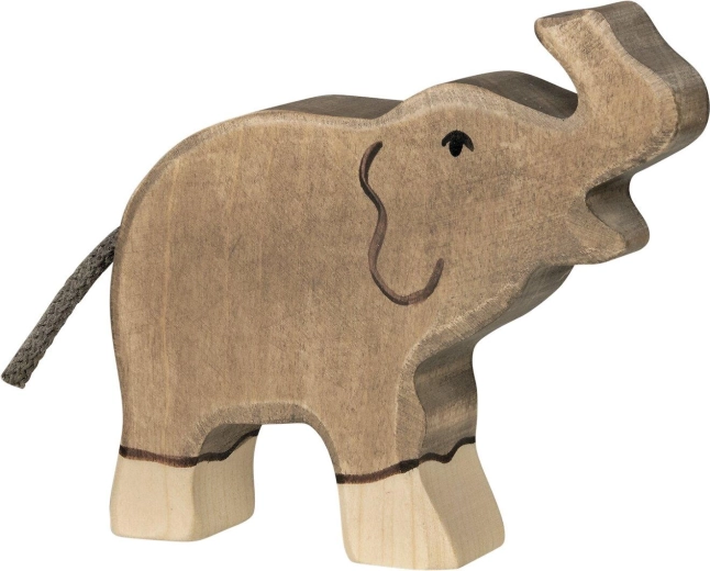 Holztiger olifant klein formaat met opgeheven slurf - 1 stuk