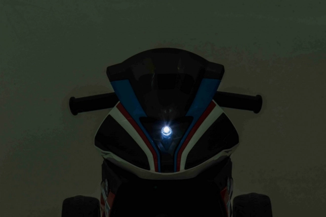 BMW HP4 Accu-kindermotor Blauw + 3 wielen + LED + MP3 USB + Eco-leer