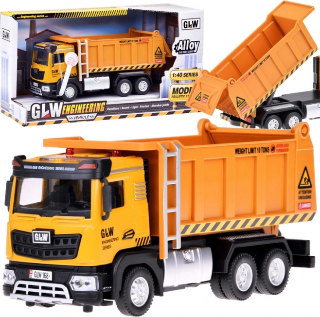 Kinderkiepwagen met licht en geluid, metalen carrosserie, pull-back