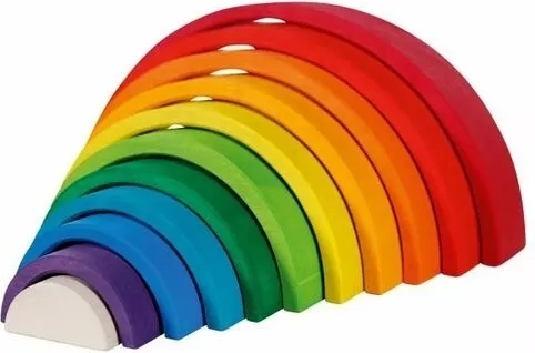 Goki houten kleurrijke regenboog – stapel-/bouwset met 11 delen