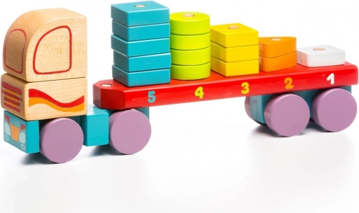Houten puzzel CUBIKA Vrachtwagen met geometrische vormen