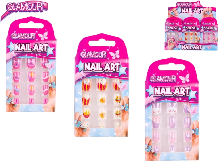Glamour set plaknagels voor kinderen, 12 stuks