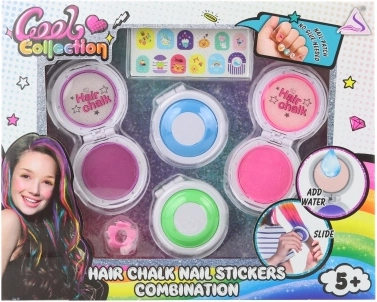 Haar krijtjes en nagelstickers – kleurrijke set voor kinderen