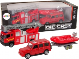 Set brandweer­voertuigen met opblaasbare boot