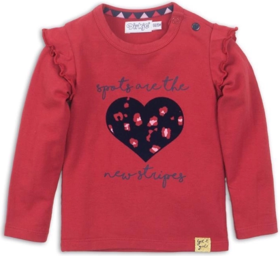 Dirkje meisjes T-shirt met lange mouwen met rood hartje