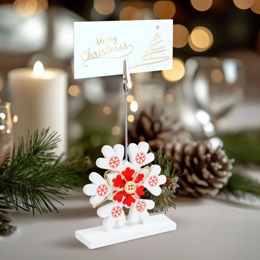 Kerstkaarthouder met klem in de vorm van een ijskristal