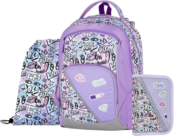 Školní set 3 ks OXY GO Funny Girl – rugzak, etui en gymschoenzak