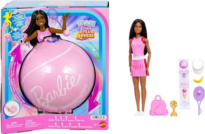 Barbie Team Roll and Reveal tennisster – pop in een verrassingsbal