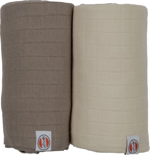 Lodger swaddler solid, set van 2 stuks 110 × 110 cm birch/buffalo
