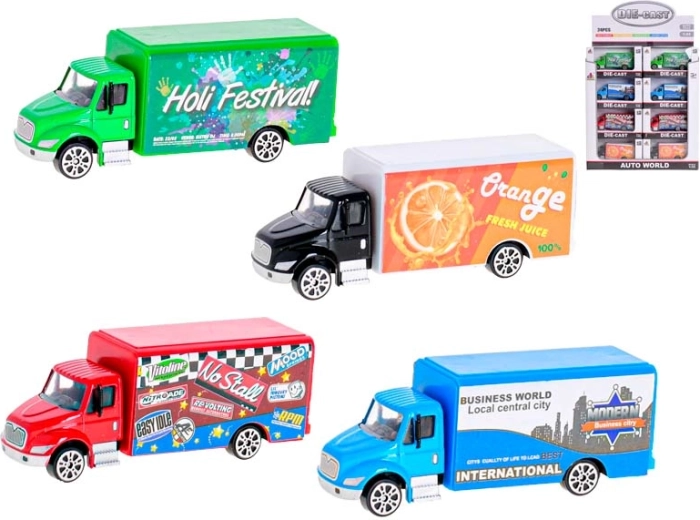 Metalen vrachtwagentje 9,5 cm 1:55, vrijloop, 4 kleuren