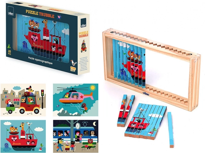 Vilac Houten 4D Puzzel Vervoermiddelen