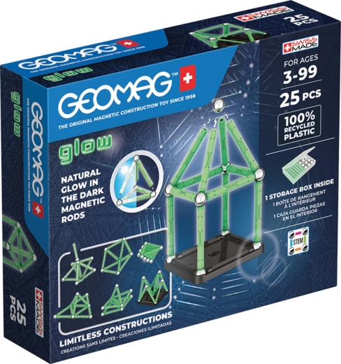 Geomag Glow lichtgevende magnetische bouwset van gerecycled kunststof, 25 onderdelen
