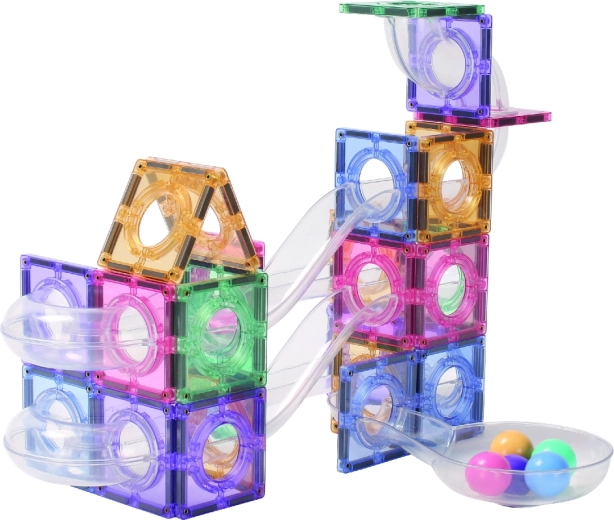 Cleverclixx creatieve magnetische knikkerbaan pastel 70 stuks