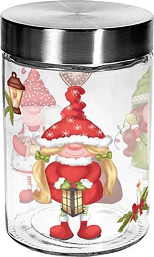 Glazen pot voor koekjes TORO 1100 ml met elfenmotief