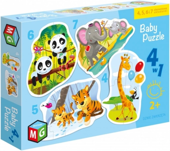 Kinderpuzzel 4-in-1 Wilde dieren