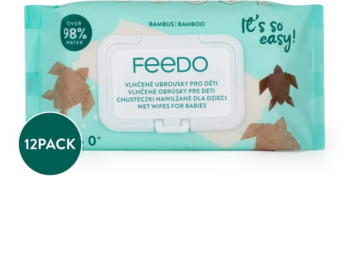 Feedo bamboe vochtige doekjes biologisch afbreekbaar 56 stuks (12× verpakking)